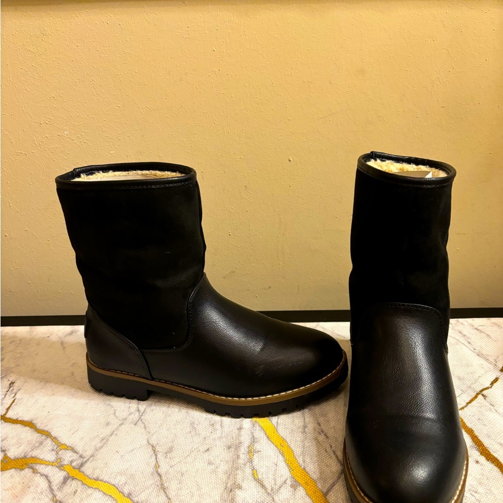 Black Nautica boots with faux fur/sherpa inside; very warm and comfortable